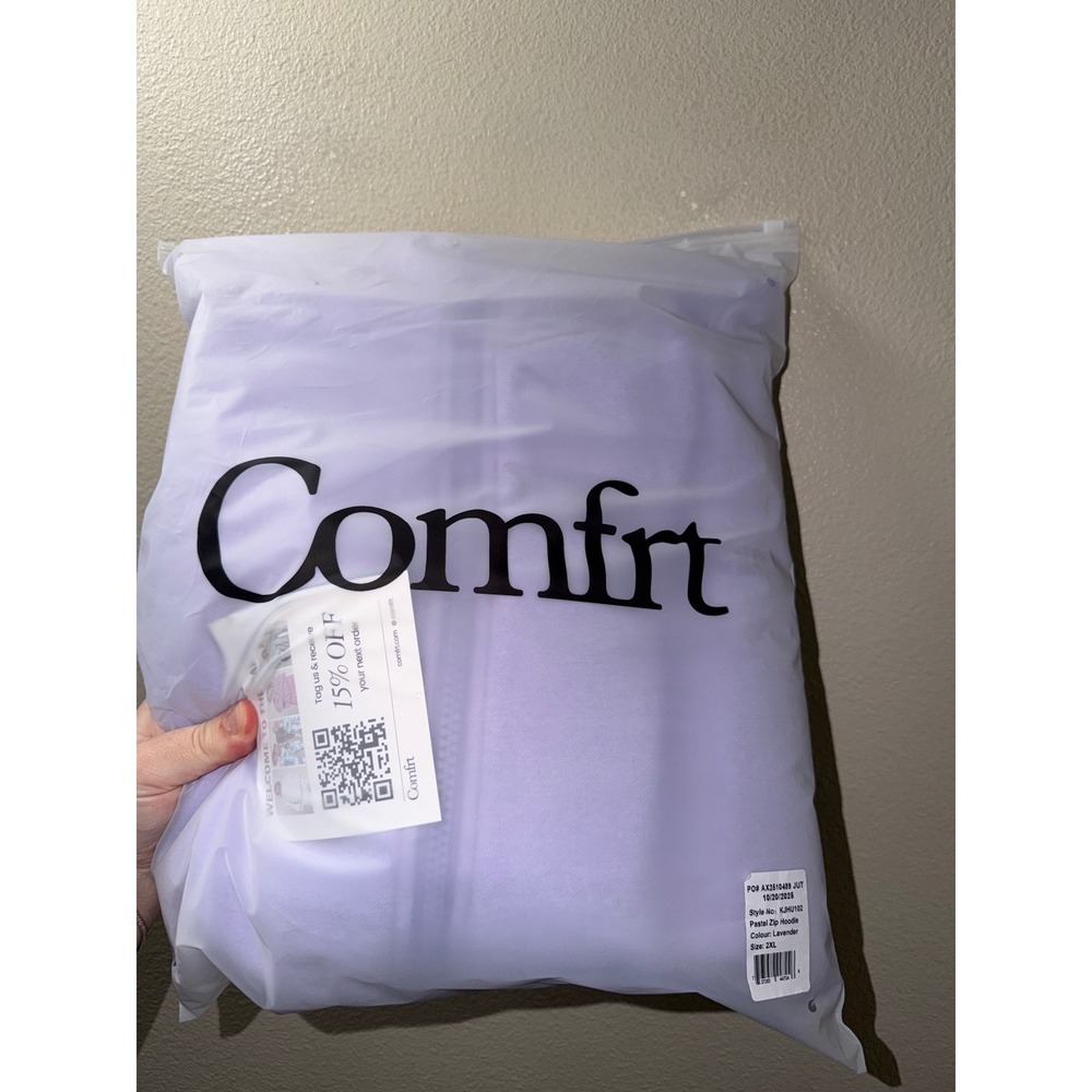 NEW COMFRT Pastel Lavender Zip Up Hoodie Size 2XL - Picture 4 of 5